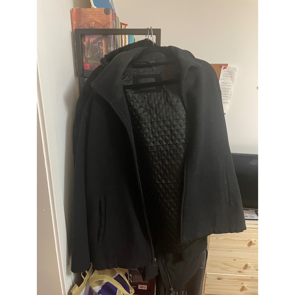 Nautica Black Wool Blend Hooded Peacoat Jacket‎ Women's XL